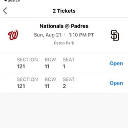 Padres Tickets 8/21 
