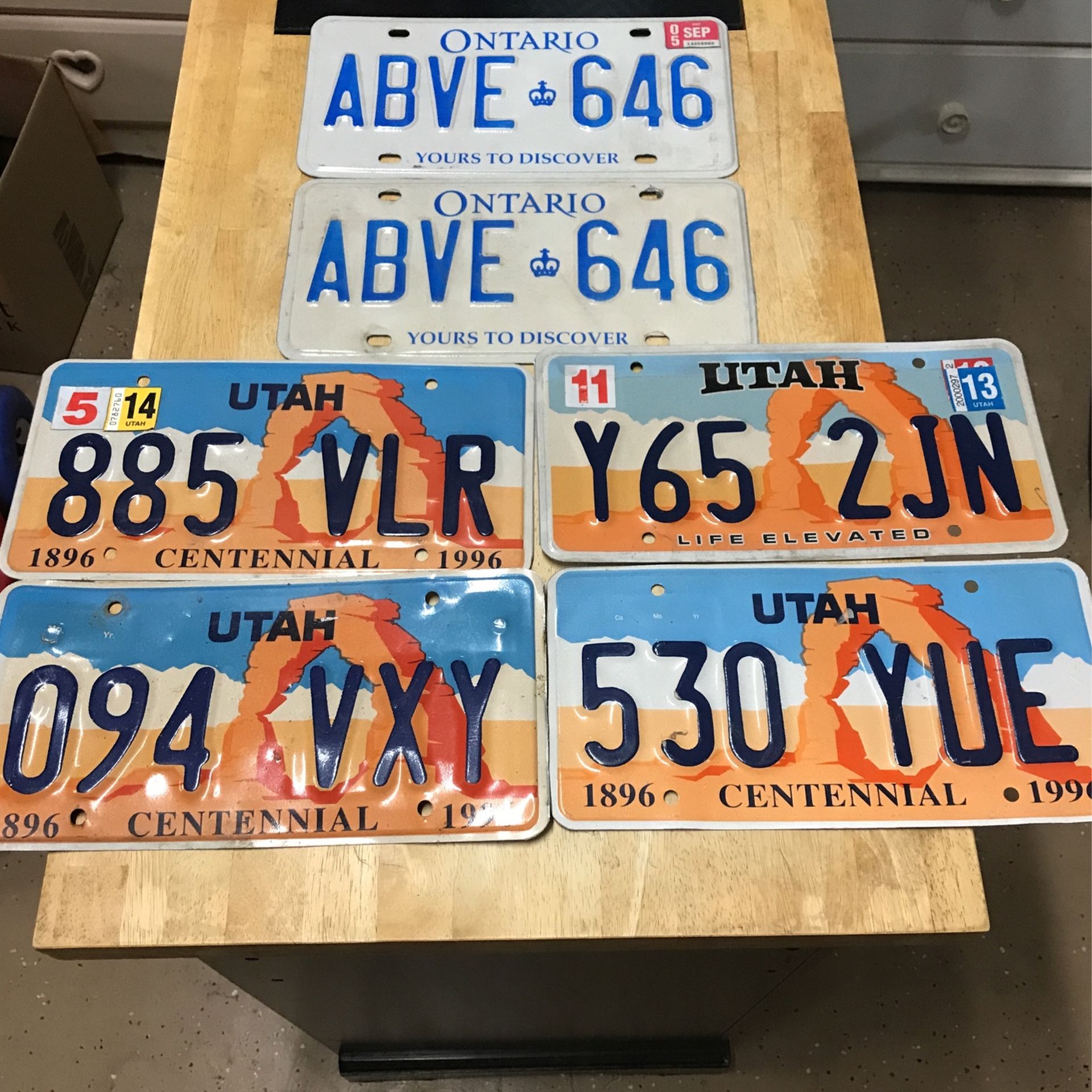 License Plates (Ontario / Utah)