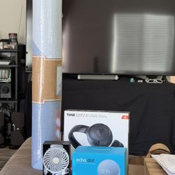 Echo Dot, JBL Headphone, Mini Fan, Yoga Mat