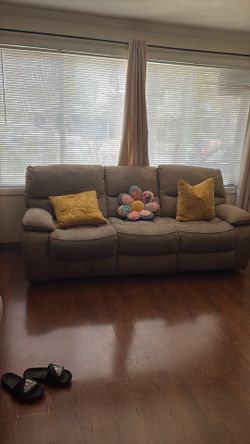 Gray Fabric Reclining Sofa