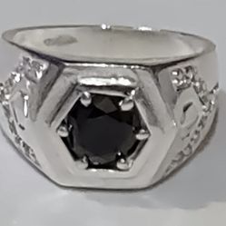 Men's Sterling Silver  Black Onyx Ring