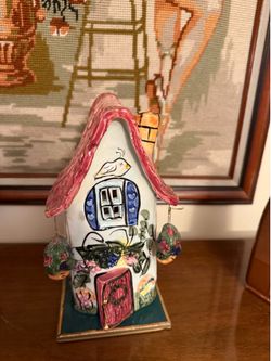 Hand-Painted Ceramic Cottage Figurine