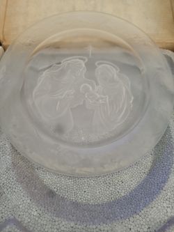 "The Holy Family" Morgantown Crystal Plate