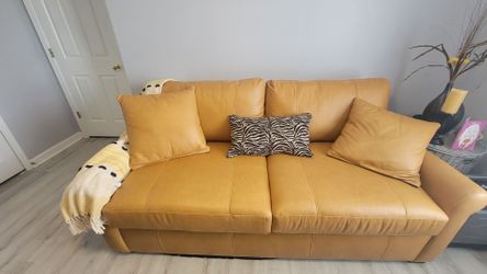 Bruno Tan Genuine Leather Sofa | Oversized Seating | $750 OBO