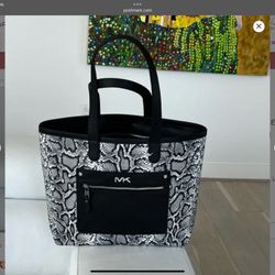 MICHAEL KORS Varick Snake Embossed Leather Tote Bag