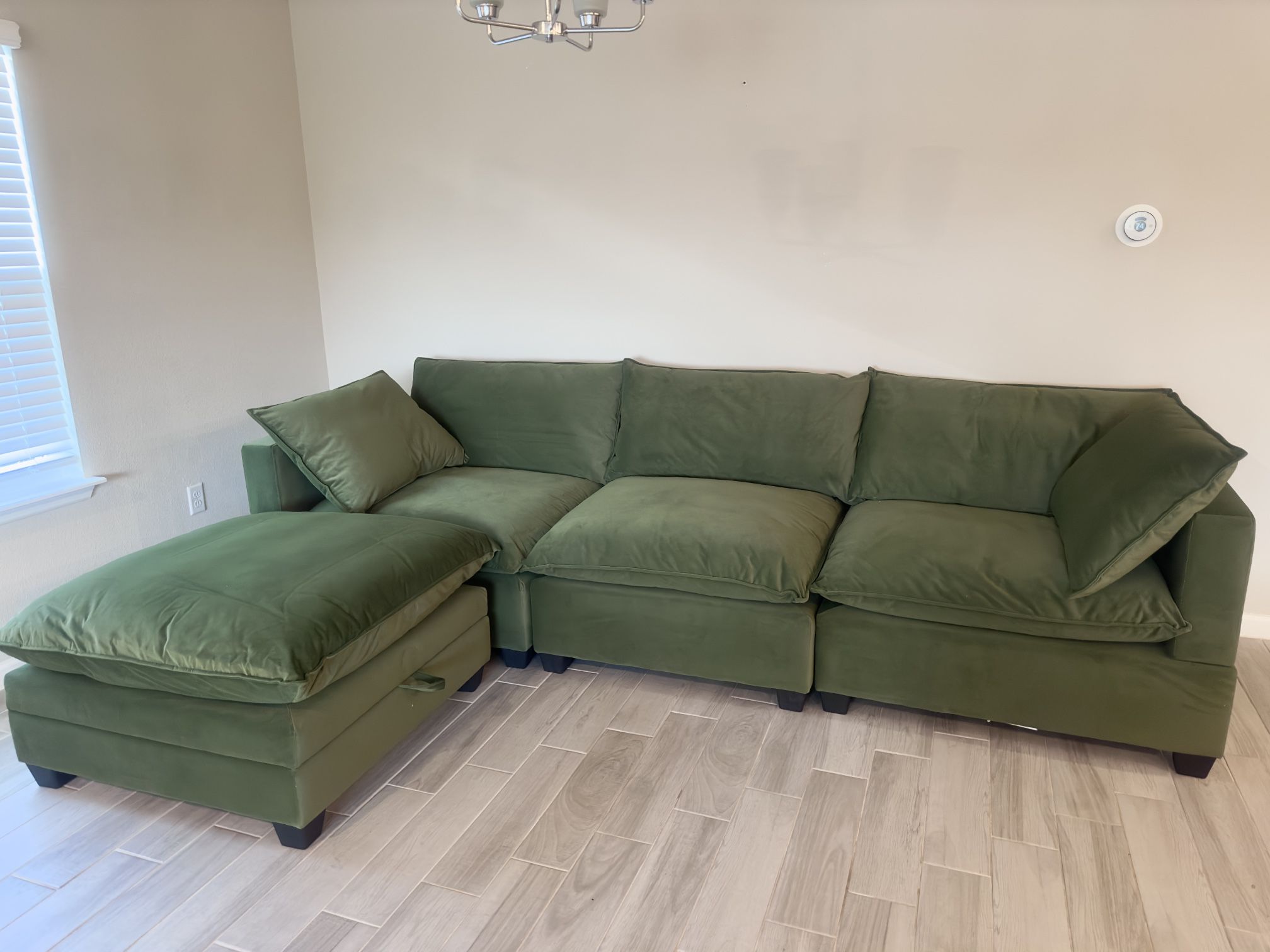 Olive Green Velvet Sofa