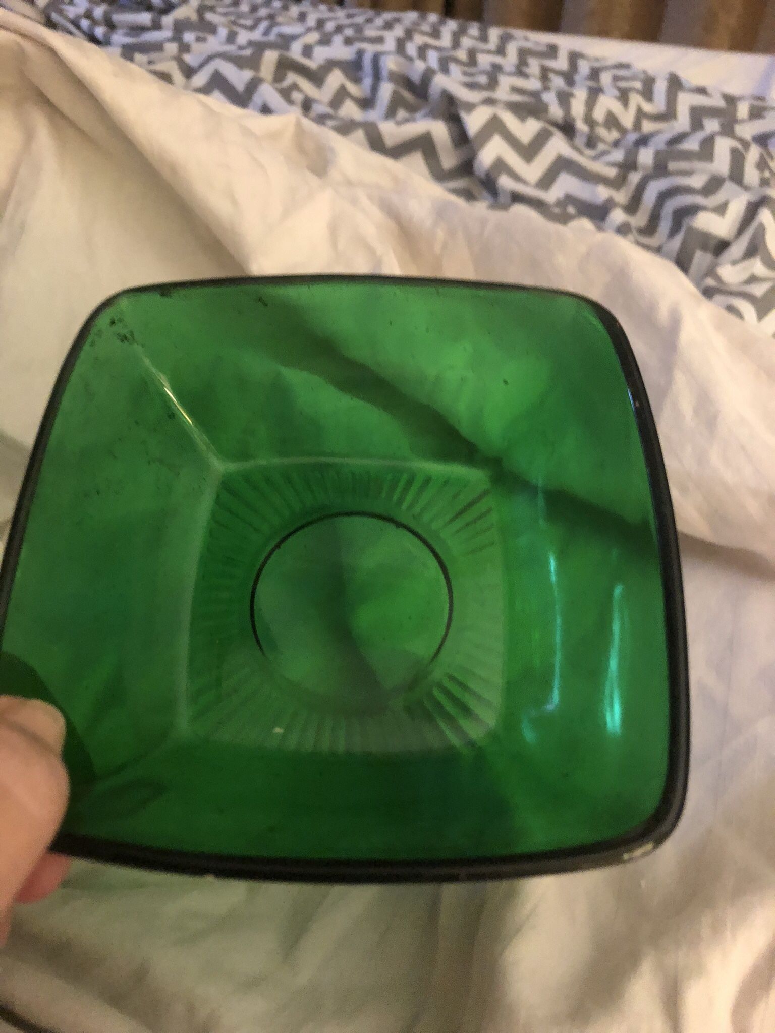 5 vintage Small Green Glass Bowls