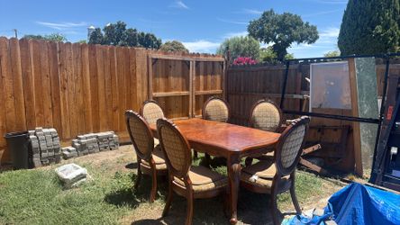 Dining room table with matching six chairs