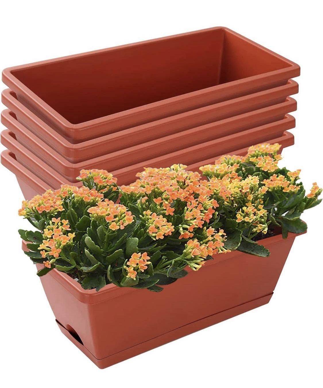 Window Box Planter, 7 Pack Plastic Vegetable Flower Planters