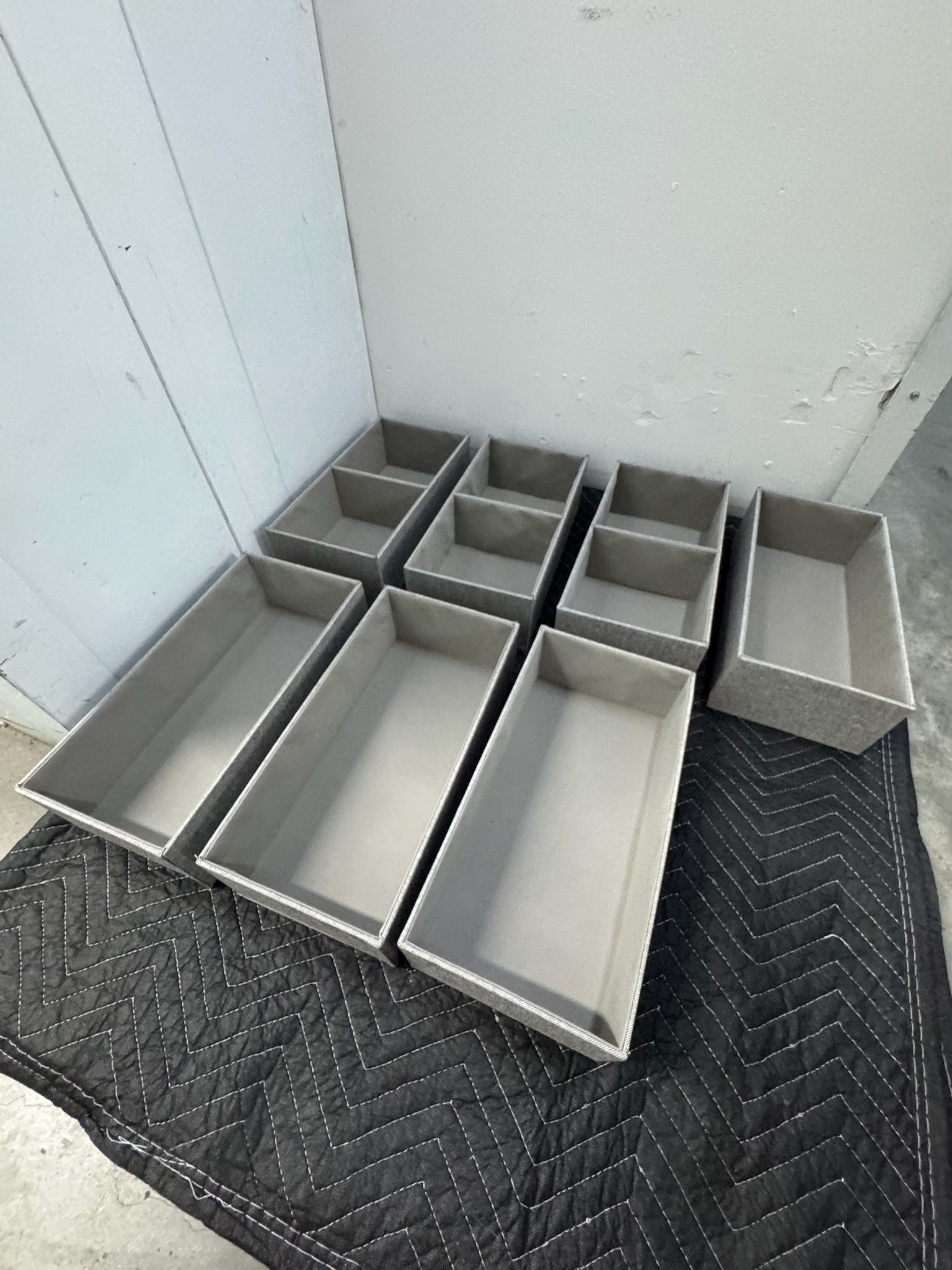 Container Store Cambridge Grey Linen Storage Bins