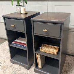 Pottery Barn Tall Bedside Cabinets / Nightstands – Dovetail Drawers – Set of 2