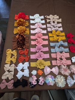 Large lot of baby and toddler hair bows and headbands