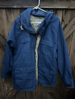 VTG 80s LL Bean Baxter State Parka Jacket Fits Large Blue Hooded Zip/Snap
