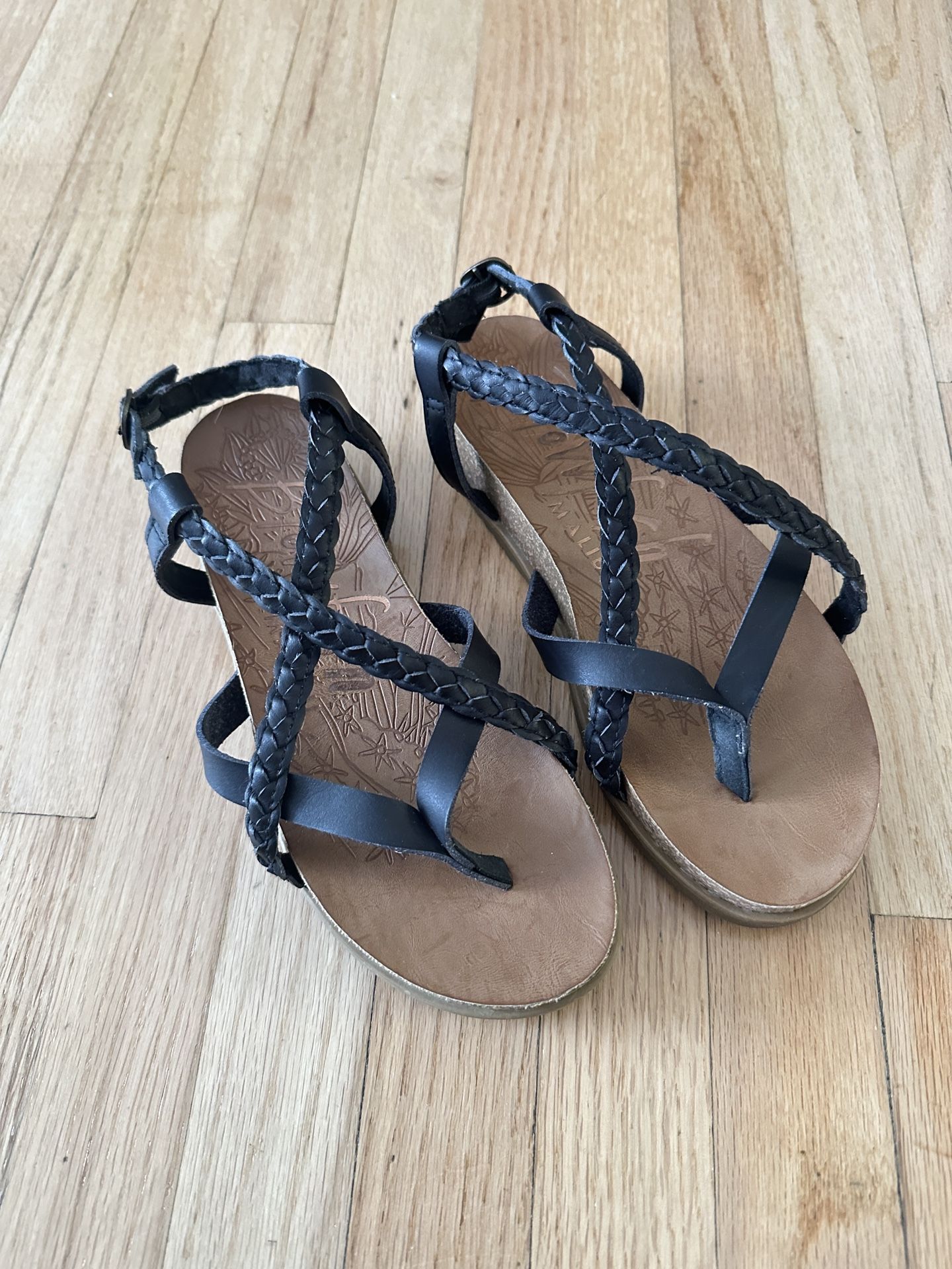 FOXTAIL BLOWFISH MALIBU SANDAL Size 7 Black Strappy Leather