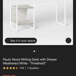 Paulo Wood Writing Desk with Drawer Weathered White - Threshold™