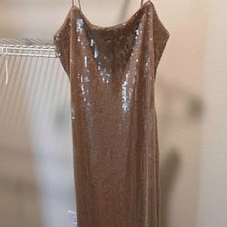 Abercrombie & Fitch Sequin Straight Neck Midi Dress