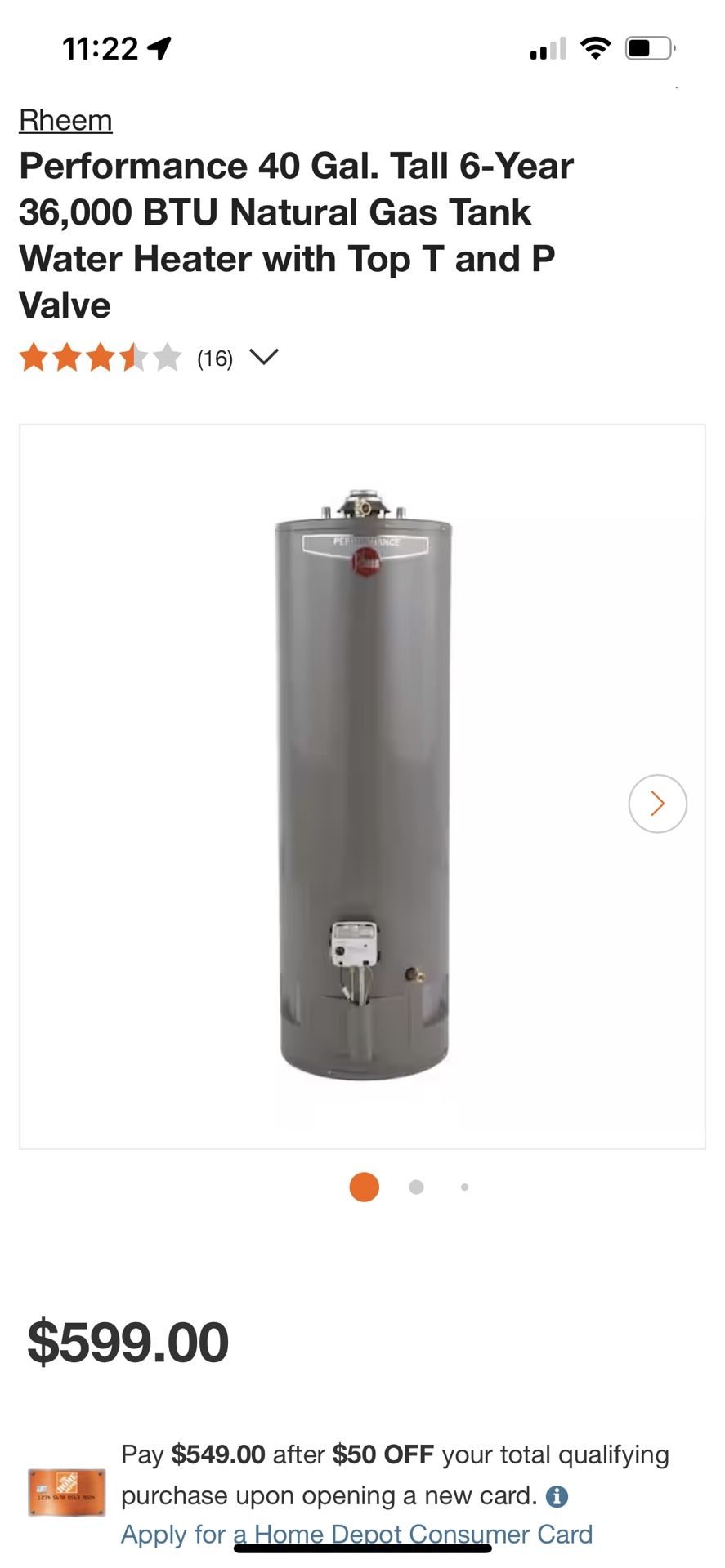 Brand New Water Heaters 30 Gallon Gas/ LP