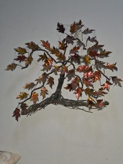 Large Metal Tree Wall Art – Copper Leaf Nature Sculpture