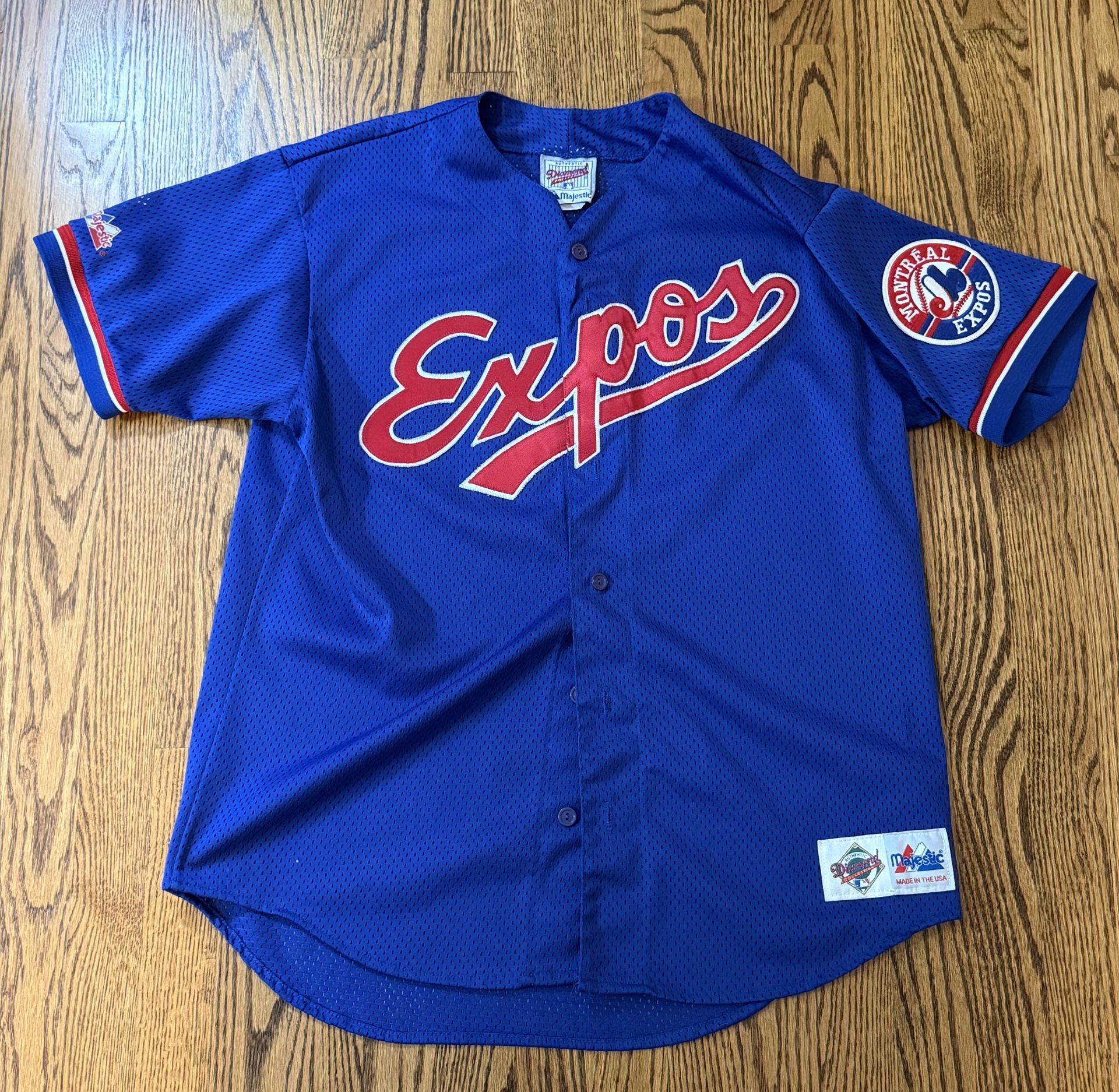 Vintage Montreal Expos Majestic Jersey Blue Men’s Size Large Throwback