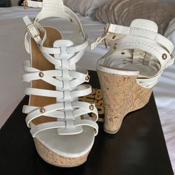 White sandal wedges