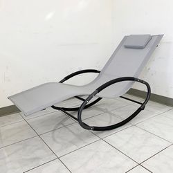 (NEW) $45 Outdoor Rocking Zero Gravity Chair Patio Lounge Chair Recline Rocker for Backyard Pool w/ Pillow