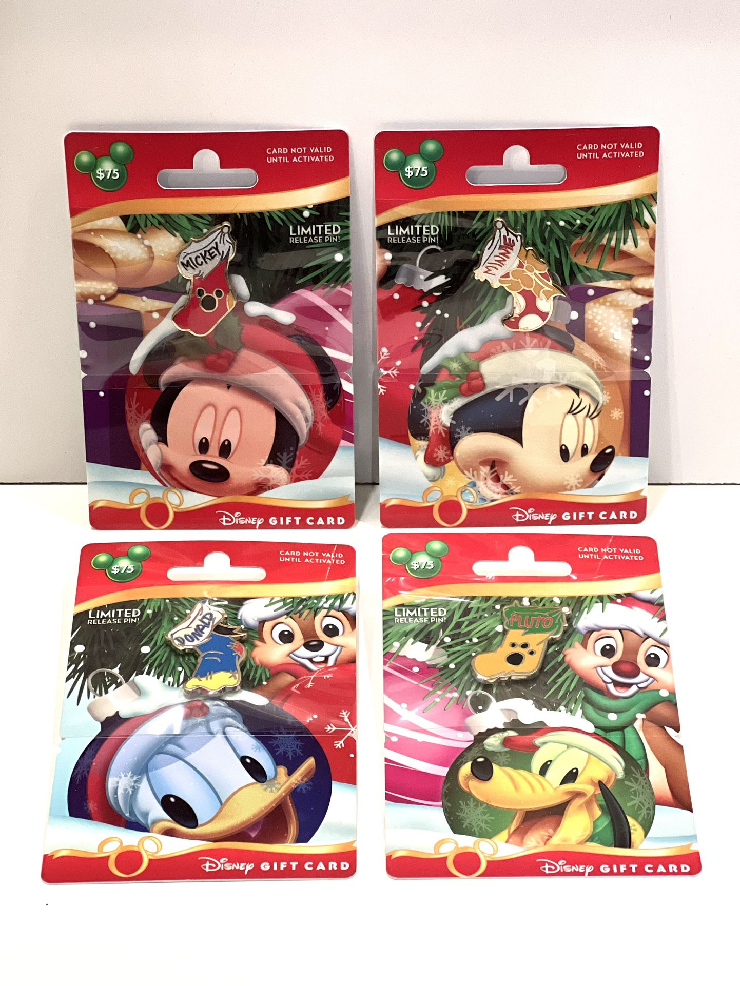 RARE! Disney Stocking Pin Set 2012 Gift Card Pins  (NO VALUE)
