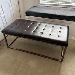 Faux leather ottoman