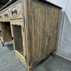 Woodgrain Graffiti Mid-Century Modern Restore Tomlinson Harwood Desk - Marble Epoxy Top