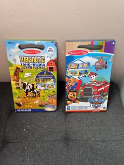 Two (2) Double Sided Magnetic Puzzles - Paw Patrol / Farm Animals