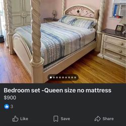 Beautiful Solid Wood Canopy Bedroom Set