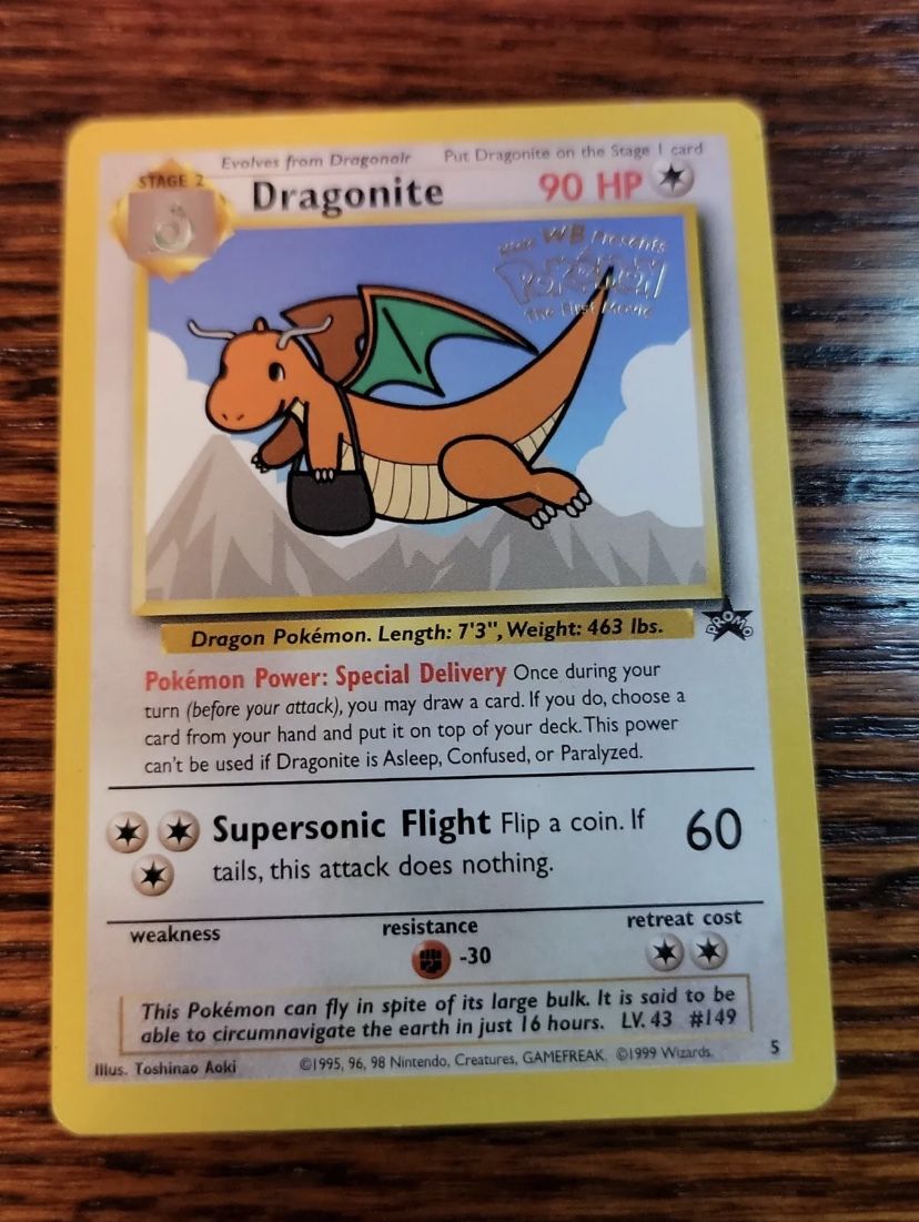 LP Dragonite #5 Movie Black Star Promo WB Stamp WoTC Rare Pokemon TCG Card