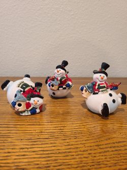 Fitz And Floyd Hand-painted Snowmen Trio