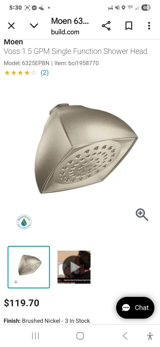 Moen Polished Nickel 4-1/16 diameter showerhead