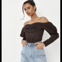 Misguided Dark Brown Corset Top 