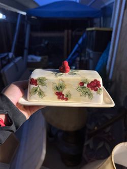 Vintage holiday butter dish