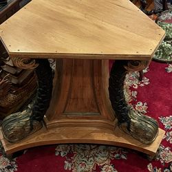 Gilt Carved Wood Koi Table