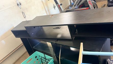Black TV Stand with Open Shelves