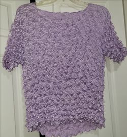 Vtg 90s Y2K Crinkled Scrunched Expandable Popcorn Top Purple Women’s Free Size