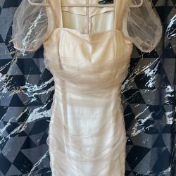 Samaire Puff Sleeve Ruched Bodycon Dress