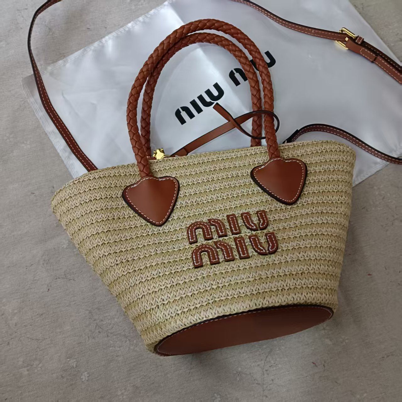 Miu Miu Straw Basket Handbag Women's Crossbody Bag
