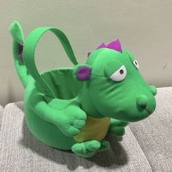 Large plush green dragon Easter basket - used once like new