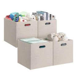 12×12×12 inch Collapsible Storage Bins, Fabric Foldable Cube Storage Boxes, Decorative Storage