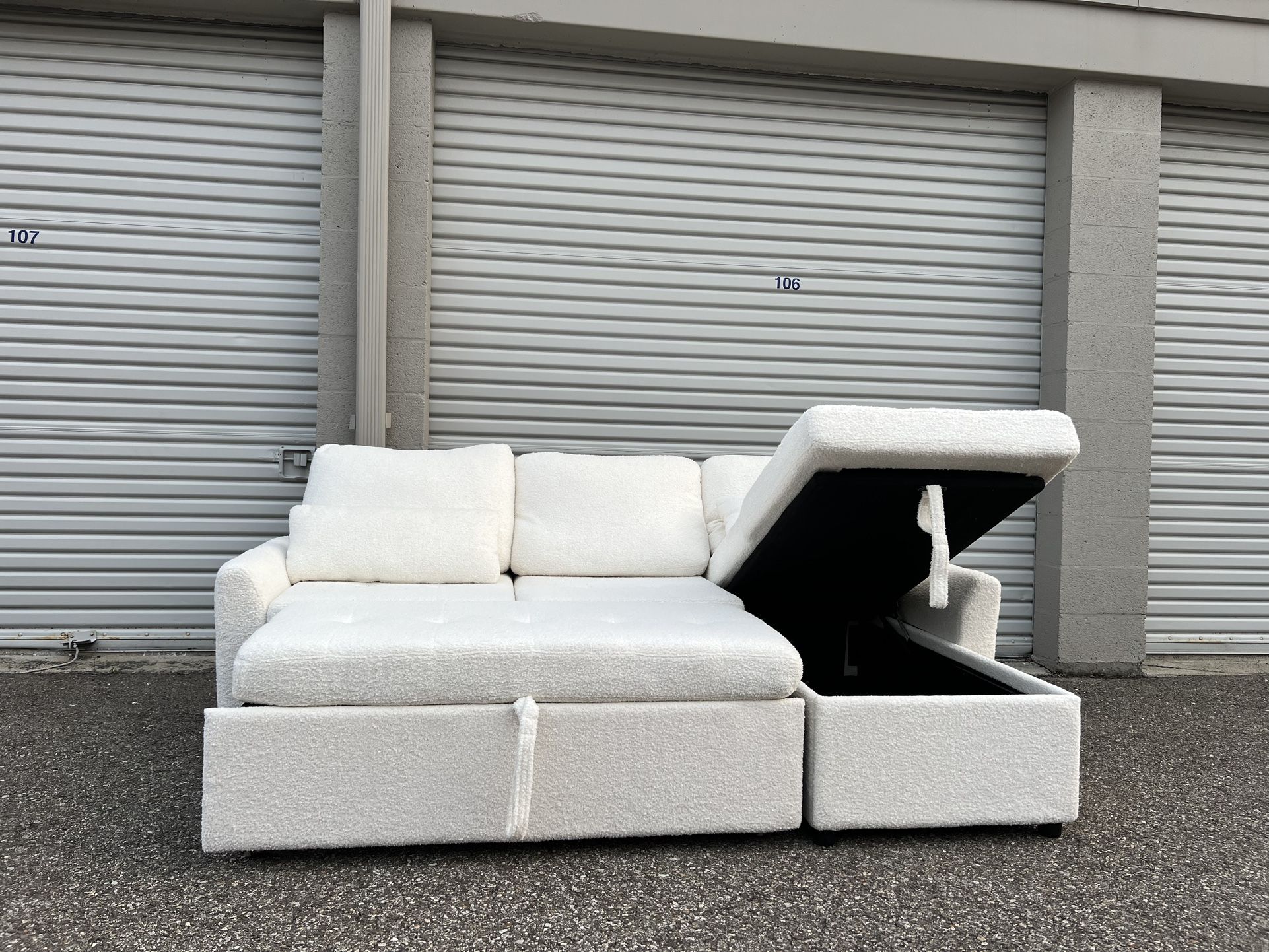 Delivery Available! White Sleeper Sectional Sofa