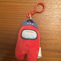 Among Us Red Cap Hat Crew Plush Stuffed Toy Keychain 3”