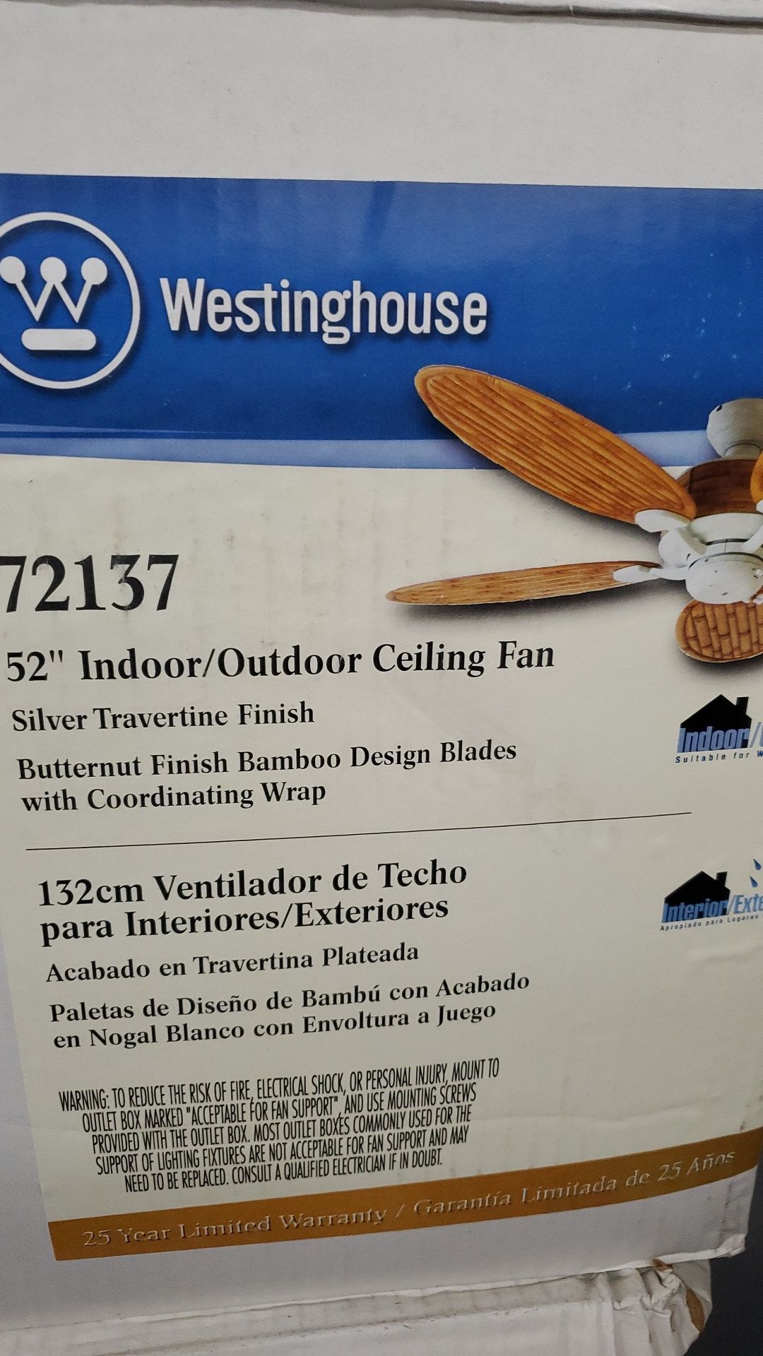 Westinghouse 52" Indoor Outdoor Ceiling Fan New