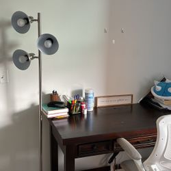 Wood Desk With Chair And Lamp Included