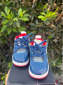 Jordan 4s toddler blue sneakers