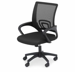 Athena Collection Ergonomic Office Chair, Mid-Back Desk Chair, Black Adjustable Seat Height, Breathable Backrest & Lumbar Support, 2.8" High-Density F