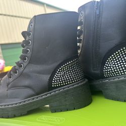 Black Rhinestone Boots