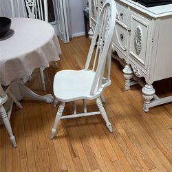 Solid Wood Dining Chairs – Antique White – Set of 4